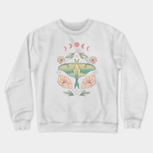 Fairycore Floral Butterfly Moth Moon Phases Crewneck Sweatshirt